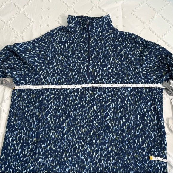 Lands' End Navy and White Patterned Fleece Quarter Zip Women’s 1X - Picture 3 of 7